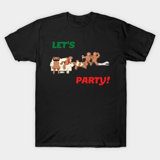 Gingerbread Christmas Party "Let's Party" Holiday Party T-Shirt